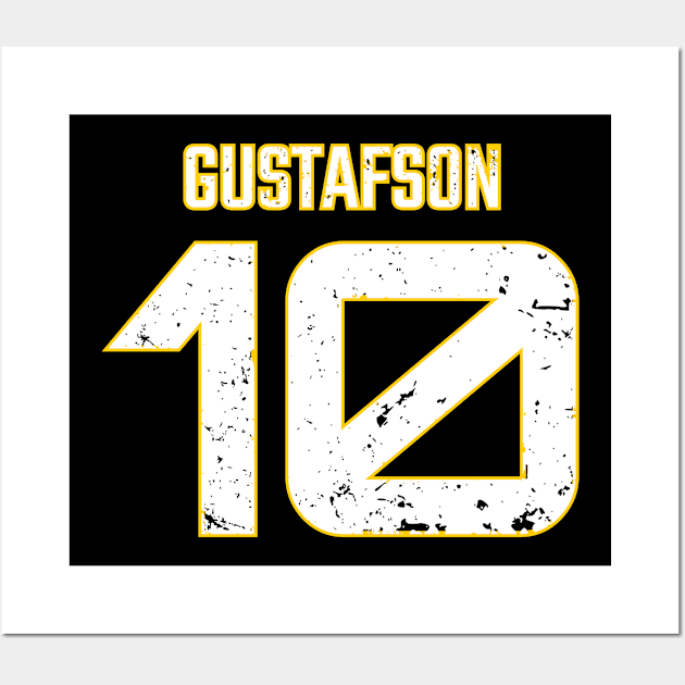 Megan Gustafson Yellow Distressed Jersey Number 10 BP-15 Wall Art by itsMePopoi